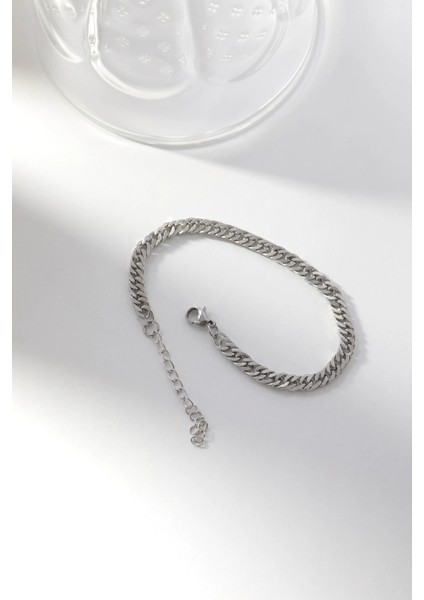 Erkek Gümüş Renk Zincir Model Çelik Bileklik modelleri