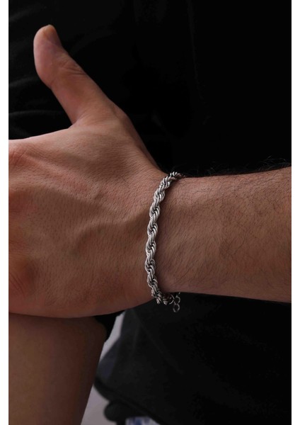 Çift Burgulu Çelik Erkek Bileklik