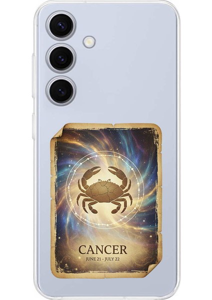 Samsung Galaxy S24 ile Uyumlu Burç Kartları Yangeç Tasarımlı Şeffaf Silikon Kılıf