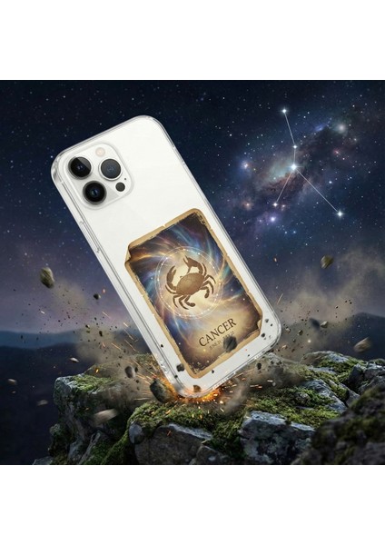 Samsung Galaxy S10 ile Uyumlu Burç Kartları Yangeç Tasarımlı Şeffaf Silikon Kılıf