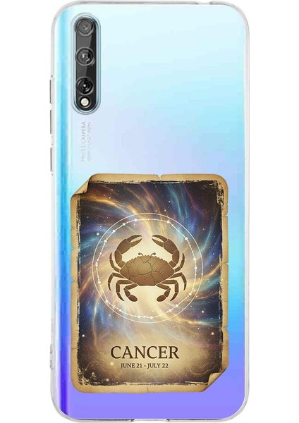 Huawei P Smart S ile Uyumlu Burç Kartları Yangeç Tasarımlı Şeffaf Silikon Kılıf
