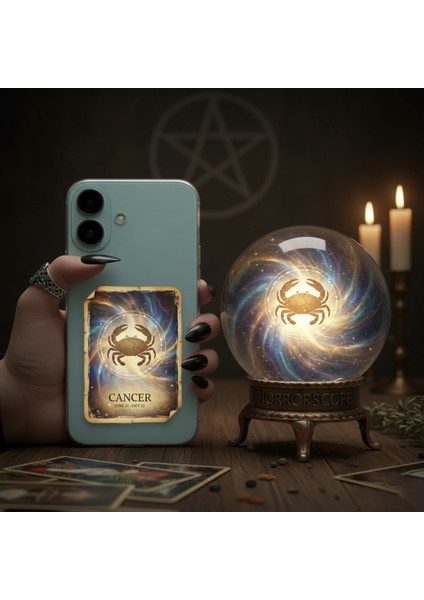 Huawei P Smart S ile Uyumlu Burç Kartları Yangeç Tasarımlı Şeffaf Silikon Kılıf