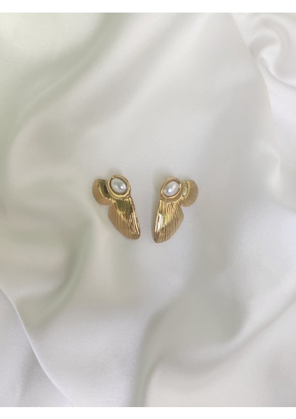 - Kanat Motifli Çelik Küpe