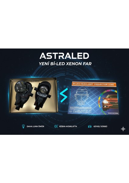 Bi-Led Projektör Far Içi LED Mercek 2.5 Inc High Power Kısa - Uzun Birlikte