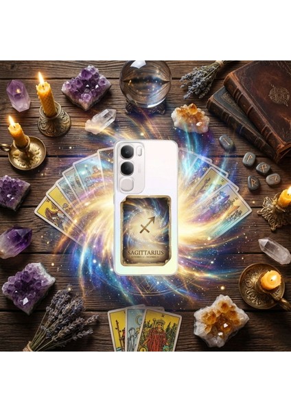 Infinix Hot 50 Pro 4g ile Uyumlu Burç Kartları Yay Tasarımlı Şeffaf Silikon Kılıf modelleri