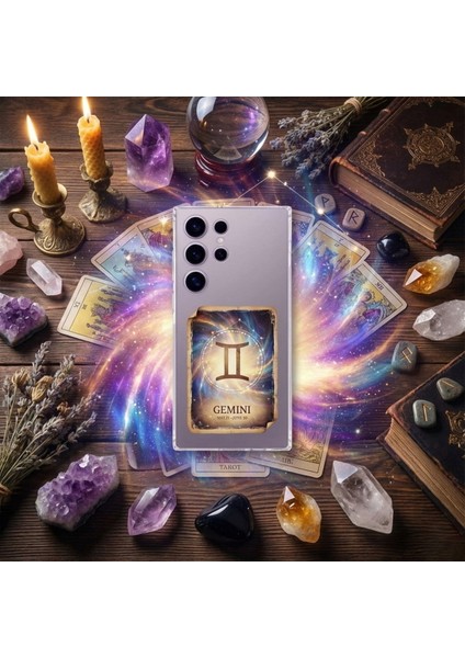 Realme 11 ile Uyumlu Burç Kartları Ikizler Tasarımlı Şeffaf Silikon Kılıf modelleri
