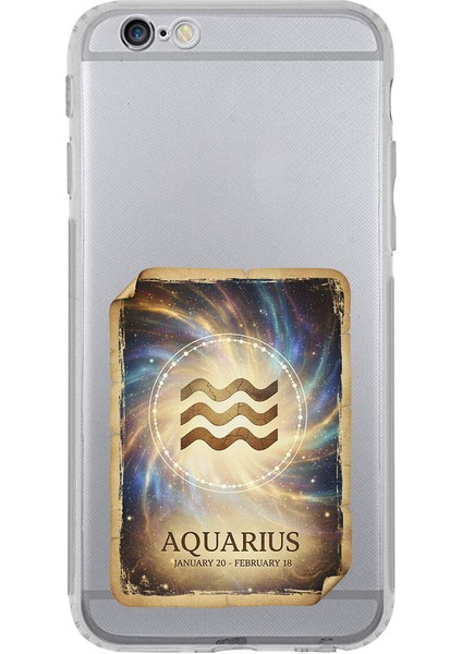iPhone 6 Plus ile Uyumlu Burç Kartları Kova Tasarımlı Şeffaf Silikon Kılıf