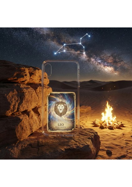 iPhone 16 Pro ile Uyumlu Burç Kartları Aslan Tasarımlı Şeffaf Silikon Kılıf fiyatları