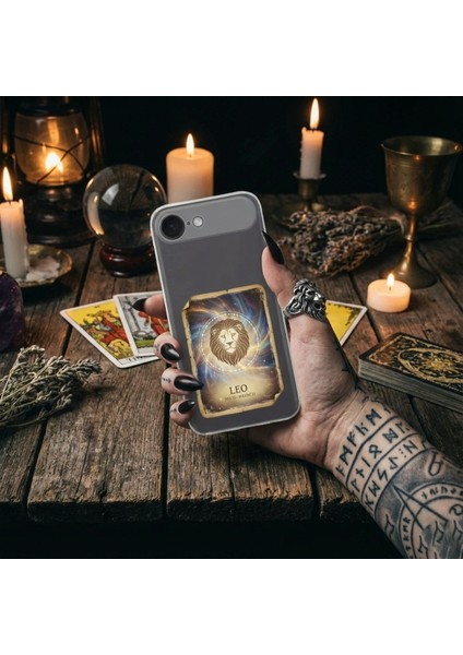 iPhone 16 Pro ile Uyumlu Burç Kartları Aslan Tasarımlı Şeffaf Silikon Kılıf fırsatları