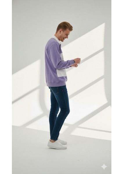 Unısex Gömlek Yaka Üç Iplikli Düğmeli Yumuşak Dokulu Çift Renk Sweatshirt modelleri