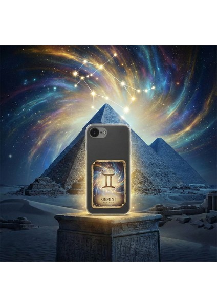 Realme 11 ile Uyumlu Burç Kartları Ikizler Tasarımlı Şeffaf Silikon Kılıf