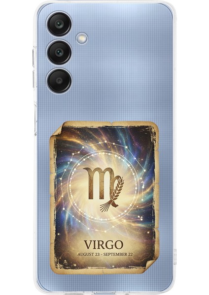 Samsung Galaxy A25 ile Uyumlu Burç Kartları Başak Tasarımlı Şeffaf Silikon Kılıf