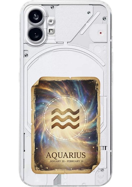 Nothing Phone 1 ile Uyumlu Burç Kartları Kova Tasarımlı Şeffaf Silikon Kılıf