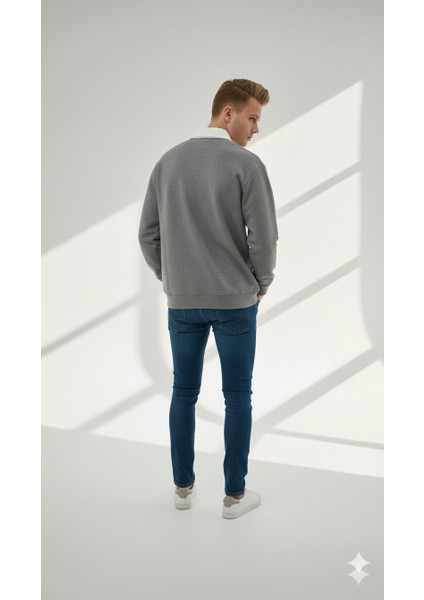 Unısex Gömlek Yaka Üç Iplikli Düğmeli Yumuşak Dokulu Çift Renk Sweatshirt modelleri