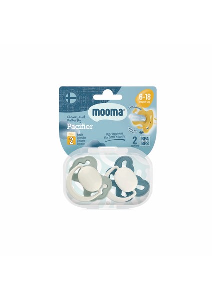 Palyaço ve Kelebek Emzik No:2 Pastel Mavi & Nehir Yeşili - Emzik Kutusu Hediye