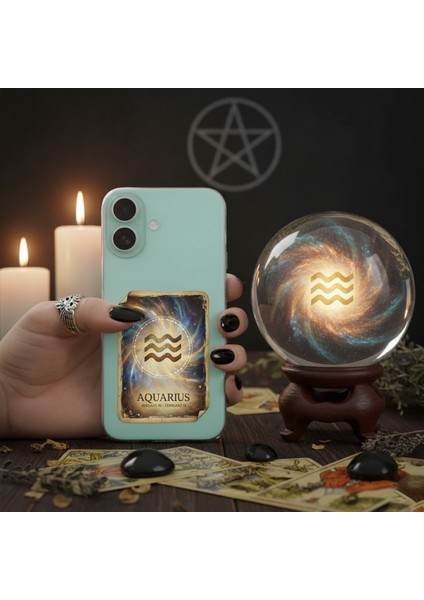 Nothing Phone 1 ile Uyumlu Burç Kartları Kova Tasarımlı Şeffaf Silikon Kılıf