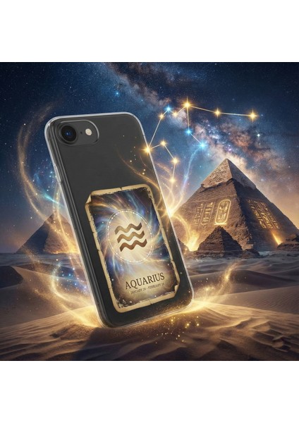 Nothing Phone 1 ile Uyumlu Burç Kartları Kova Tasarımlı Şeffaf Silikon Kılıf