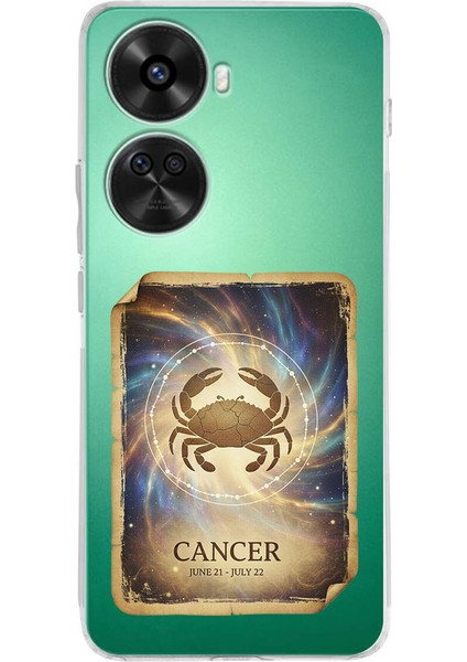 Huawei Nova 12 Se ile Uyumlu Burç Kartları Yangeç Tasarımlı Şeffaf Silikon Kılıf