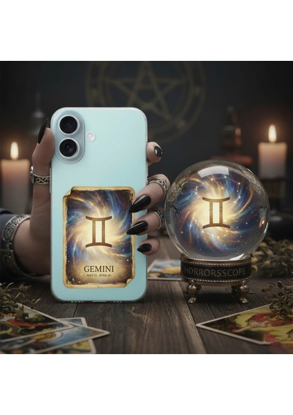 Poco M4 Pro ile Uyumlu Burç Kartları Ikizler Tasarımlı Şeffaf Silikon Kılıf