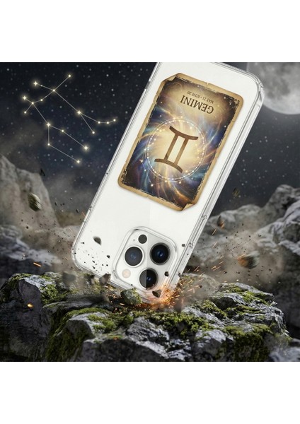 Poco M4 Pro ile Uyumlu Burç Kartları Ikizler Tasarımlı Şeffaf Silikon Kılıf