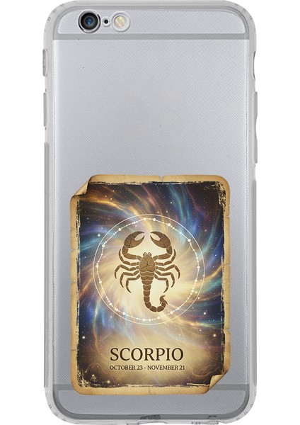 iPhone 6s Plus ile Uyumlu Burç Kartları Akrep Tasarımlı Şeffaf Silikon Kılıf