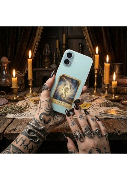 iPhone 6s Plus ile Uyumlu Burç Kartları Akrep Tasarımlı Şeffaf Silikon Kılıf fırsatları