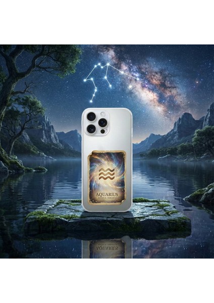 Oppo A9 2020 ile Uyumlu Burç Kartları Kova Tasarımlı Şeffaf Silikon Kılıf indirimleri