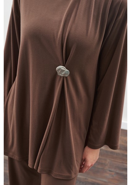 Düğüm Tasarımlı Pantolonlu Takım Kahverengi fırsatları