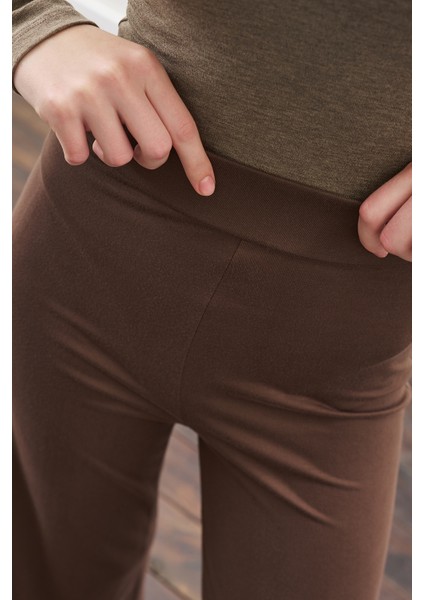 Düğüm Tasarımlı Pantolonlu Takım Kahverengi