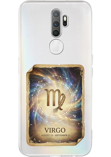 Oppo A5 2020 ile Uyumlu Burç Kartları Başak Tasarımlı Şeffaf Silikon Kılıf