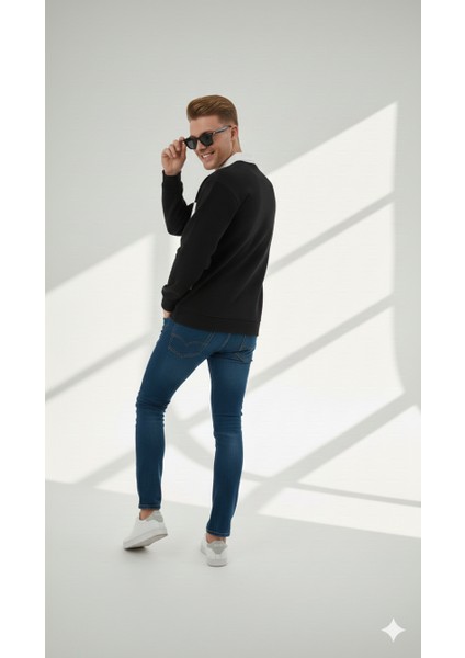 Unısex Gömlek Yaka Üç Iplikli Düğmeli Yumuşak Dokulu Çift Renk Sweatshirt modelleri