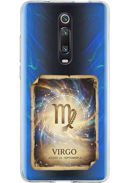 Redmi K20 ile Uyumlu Burç Kartları Başak Tasarımlı Şeffaf Silikon Kılıf