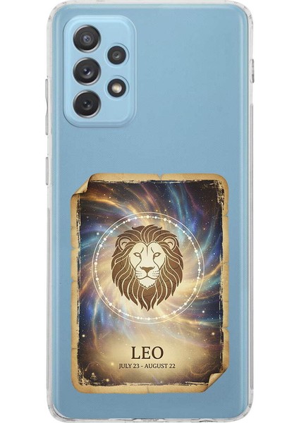 Samsung Galaxy A23 ile Uyumlu Burç Kartları Aslan Tasarımlı Şeffaf Silikon Kılıf