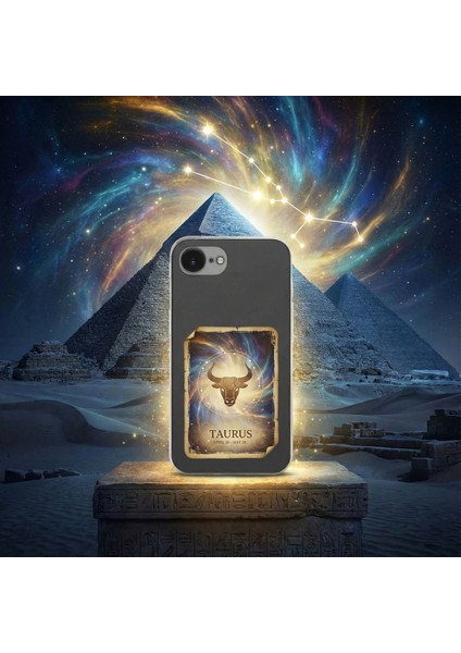 Samsung Galaxy S23 Ultra ile Uyumlu Burç Kartları Boğa Tasarımlı Şeffaf Silikon Kılıf