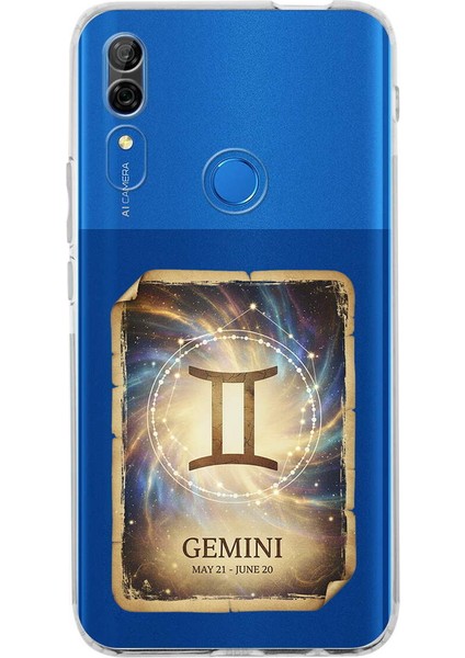 Huawei P Smart S ile Uyumlu Burç Kartları Ikizler Tasarımlı Şeffaf Silikon Kılıf