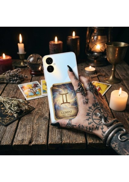 Huawei P Smart S ile Uyumlu Burç Kartları Ikizler Tasarımlı Şeffaf Silikon Kılıf fırsatları