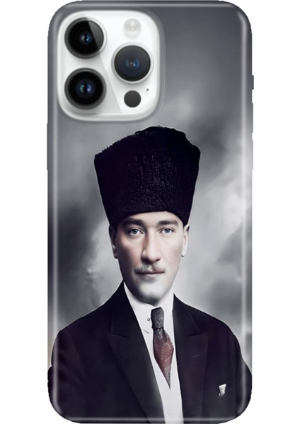 iPhone 15 Pro Max Kılıf Desenli Baskılı Tpu Rubber Kapak Atatürk