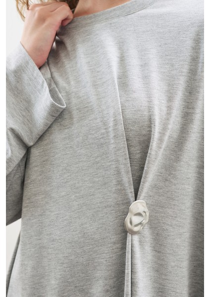 Düğüm Tasarımlı Pantolonlu Takım Gri Melanj fırsatları