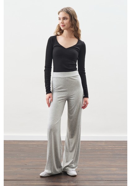 Düğüm Tasarımlı Pantolonlu Takım Gri Melanj indirimleri