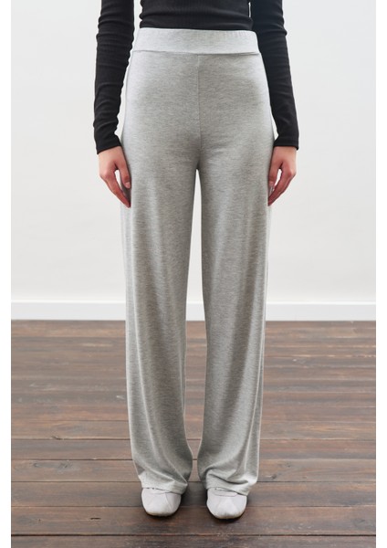 Düğüm Tasarımlı Pantolonlu Takım Gri Melanj