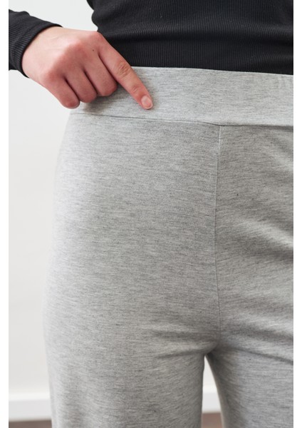 Düğüm Tasarımlı Pantolonlu Takım Gri Melanj