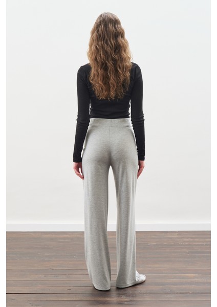 Düğüm Tasarımlı Pantolonlu Takım Gri Melanj