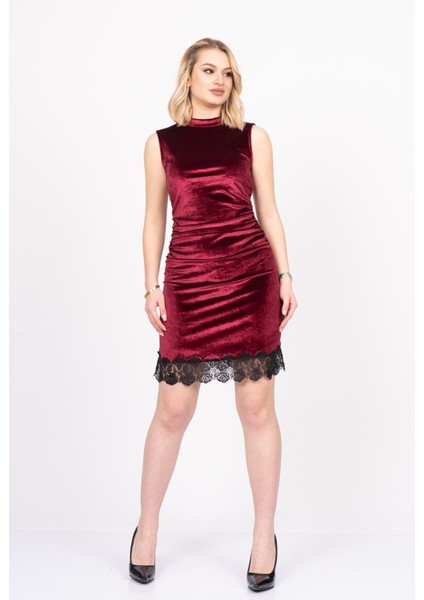 Velvet Lace Elegance – Premium Kadife Güpür Dress 50349