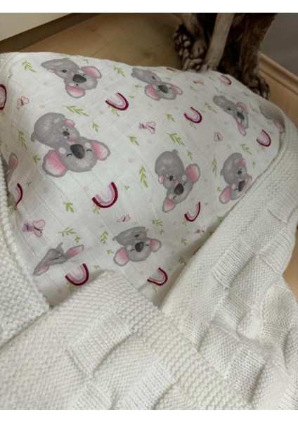 El Örgüsü Kare Desenli Astarlı Unisex Kalın Bebek Triko Battaniye 85*95 cm Tek Ebat Beyaz indirimleri