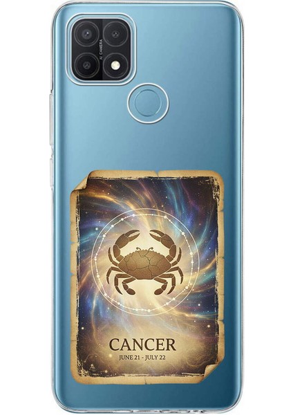 Oppo A15S ile Uyumlu Burç Kartları Yangeç Tasarımlı Şeffaf Silikon Kılıf