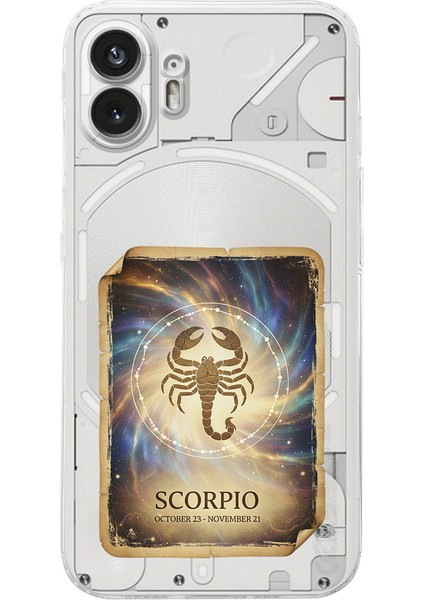 Nothing Phone 2 ile Uyumlu Burç Kartları Akrep Tasarımlı Şeffaf Silikon Kılıf