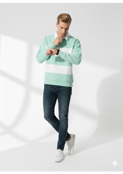 Unısex Gömlek Yaka Üç Iplikli Düğmeli Yumuşak Dokulu Çift Renk Sweatshirt fiyatları