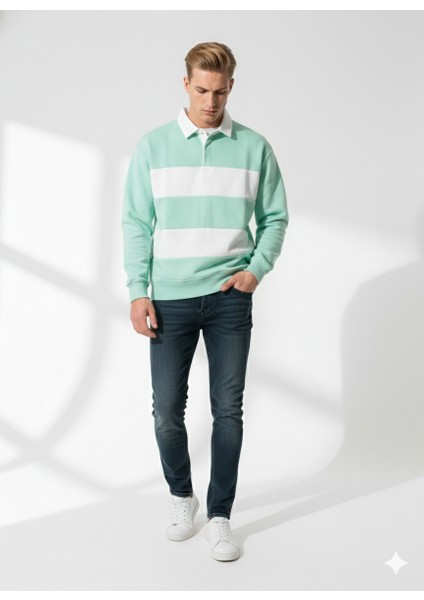 Unısex Gömlek Yaka Üç Iplikli Düğmeli Yumuşak Dokulu Çift Renk Sweatshirt modelleri