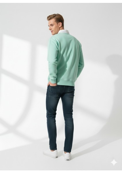 Unısex Gömlek Yaka Üç Iplikli Düğmeli Yumuşak Dokulu Çift Renk Sweatshirt fırsatları