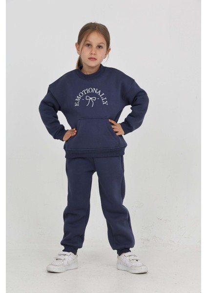 Kız Çocuk Fiyonk Nakışlı Eşofman Takım